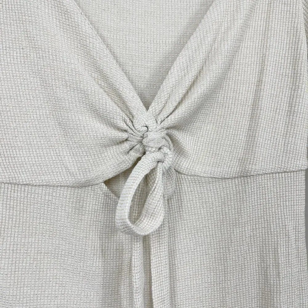 Free People Say When Long Sleeve Size Small Waffle Knit Ruffle